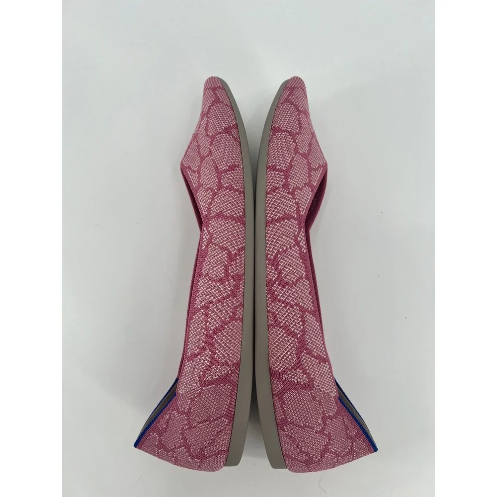 Rothys The Point Pink Giraffe Print Knit Flats Shoes 002-218 Womens 9.5